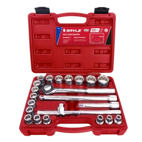 Jogo de Soquetes Estriados de 8 a 32mm com Encaixe 1/2