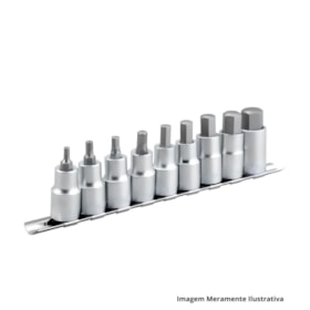 Jogo de Soquetes Hexagonal 4 a 17mm x 1/2