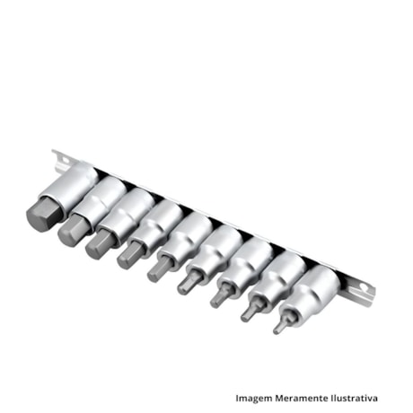 Jogo de Soquetes Hexagonal 4 a 17mm x 1/2