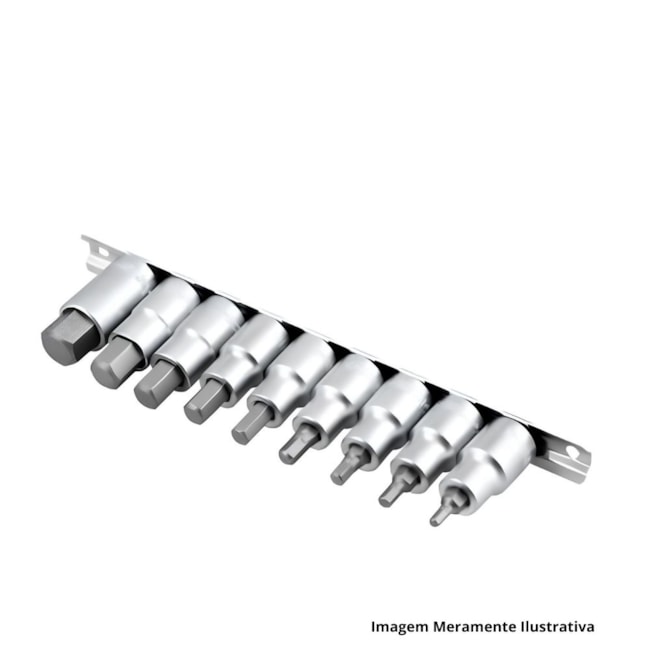 Jogo de Soquetes Hexagonal 4 a 17mm x 1/2