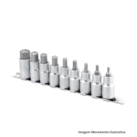 Jogo de Soquetes Hexagonal 4 a 17mm x 1/2
