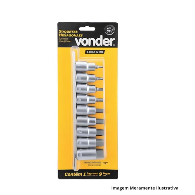 Jogo de Soquetes Hexagonal 4 a 17mm x 1/2