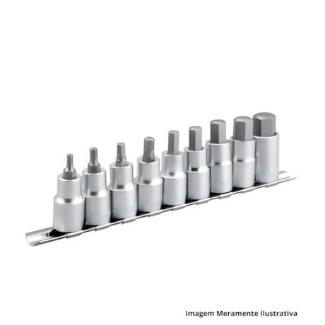 Jogo de Soquetes Hexagonal 4 a 17mm x 1/2
