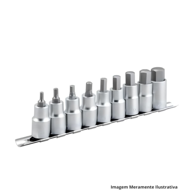Jogo de Soquetes Hexagonal 4 a 17mm x 1/2