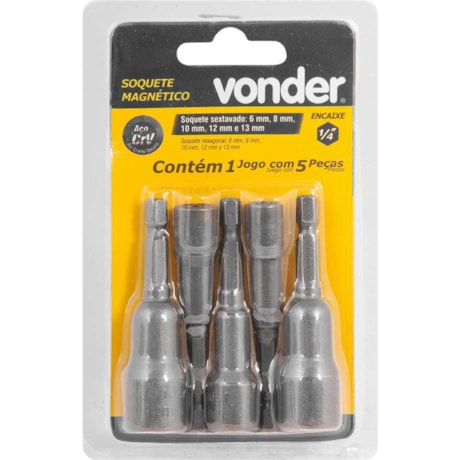 Jogo de Soquetes Magnéticos com 5 Peças de 6mm a 13mm 3039000500 VONDER-05ca7aa1-7b5a-4b3c-a688-0d8e5271f1ad