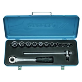 Jogo de Soquetes Sextavado 10 a 22mm com Catraca 19LMZ GEDORE