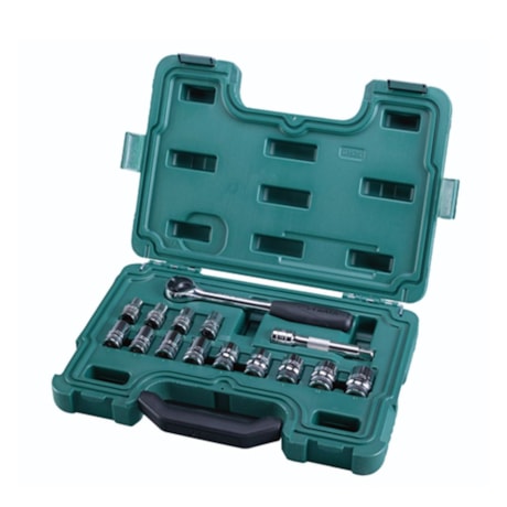 Jogo de Soquetes Sextavado 10 a 24mm Encaixe 1/2