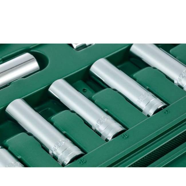 Jogo de Soquetes Sextavado 10 a 32mm Encaixe 1/2