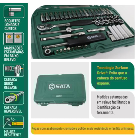 Jogo de Soquetes Sextavado 3.5 a 14mm Encaixe 1/4