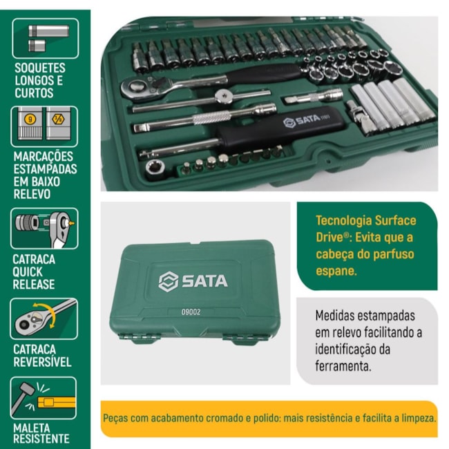 Jogo de Soquetes Sextavado 3.5 a 14mm Encaixe 1/4