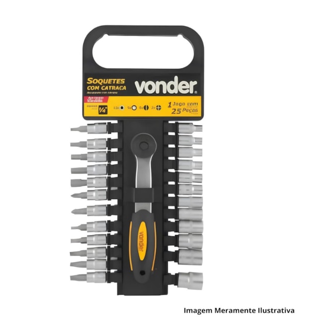 Jogo de Soquetes Sextavados 4 a 13mm Encaixe 1/4