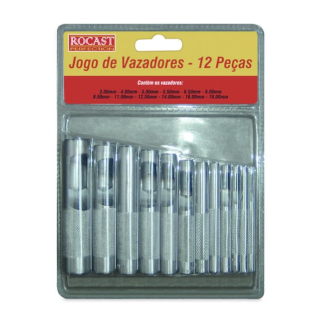 Jogo de Vazadores 3.0-19.0mm com 12 Peças 59,0016 ROCAST-1640ced2-0004-4a59-a73b-f3ecb48a969d