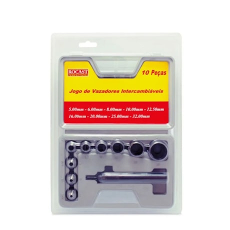 Jogo de Vazadores Intercambiáveis 5.0 a 32.0mm com 10 Peças 59,0017 ROCAST