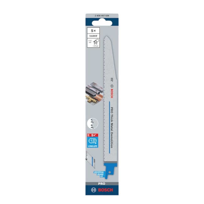 Jogo Lâminas de Serra Sabre PRO Thick Metal Demolition S1130CF 5 Peças 2608657528 BOSCH-eaf02b65-717a-4c19-acd9-7359acd34ef8
