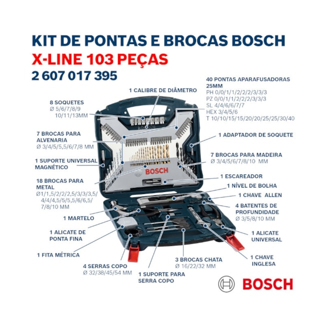 Jogo Pontas Brocas em Titânio X-Line com 103 Peças 2607017395 BOSCH-56f6a133-d268-404f-85c5-66e65769baca