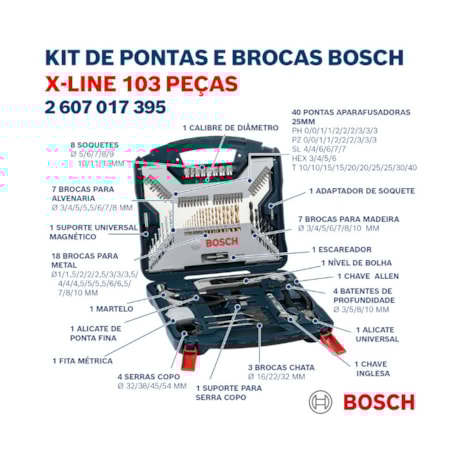 Jogo Pontas Brocas em Titânio X-Line com 103 Peças 2607017395 BOSCH-c59ca897-1d2e-40ca-8b0c-1241cbd14731