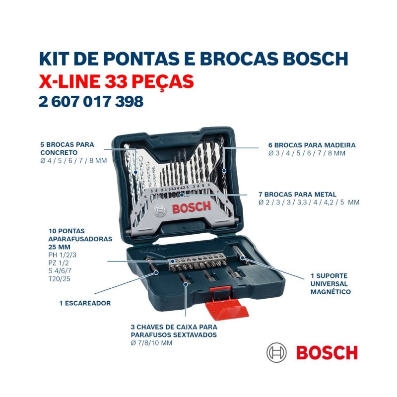 Jogo Pontas e Brocas X-LINE 33 Peças 2607017398 BOSCH Jogo Pontas e Brocas X-LINE 33 Peças 2607017398 BOSCH