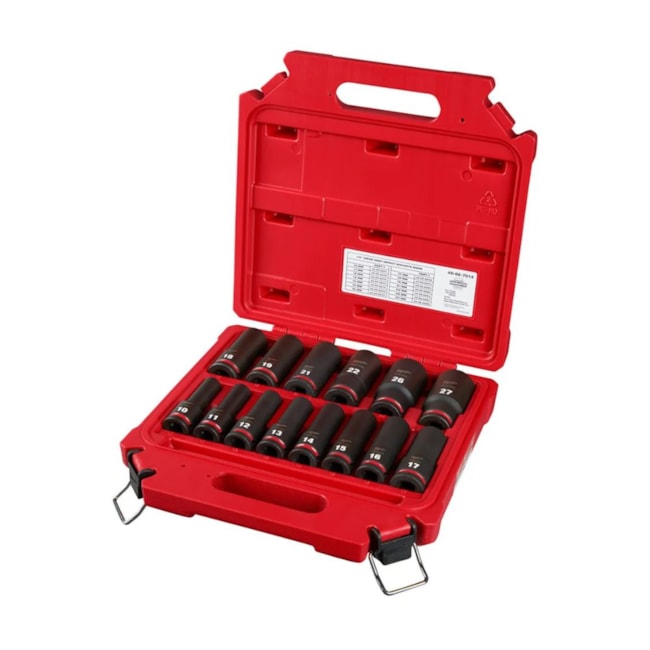 Jogo Soquetes de Impacto 10 a 27mm Longo Encaixe 1/2