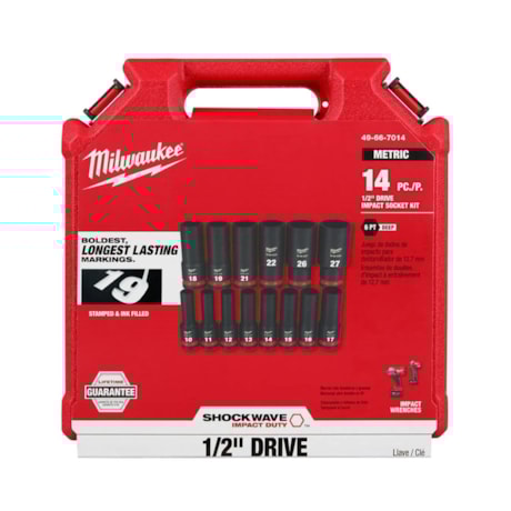 Jogo Soquetes de Impacto 10 a 27mm Longo Encaixe 1/2