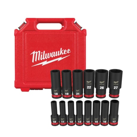 Jogo Soquetes de Impacto 10 a 27mm Longo Encaixe 1/2