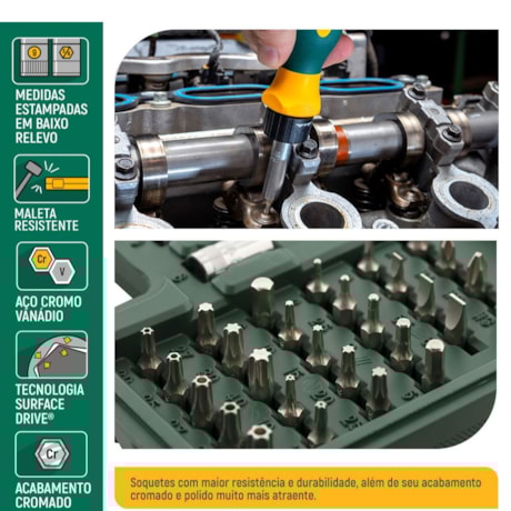 Jogo Soquetes Sextavado 3.5 a 14mm Bits Encaixe 1/4