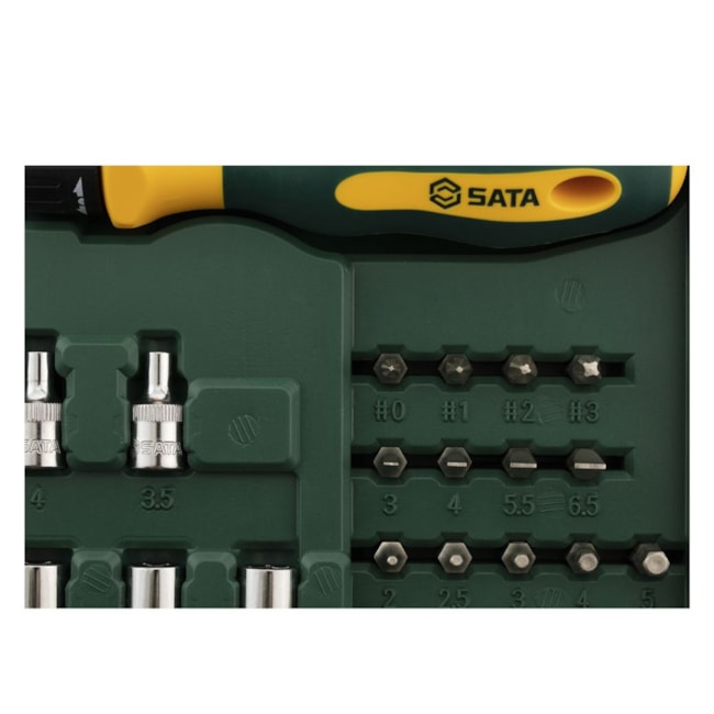 Jogo Soquetes Sextavado 3.5 a 14mm Bits Encaixe 1/4