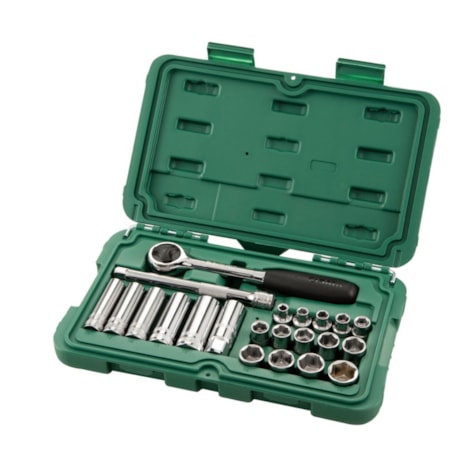 Jogo Soquetes Sextavado 6 a 19mm Encaixe 3/8