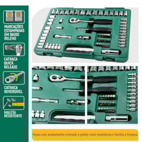 Jogo Soquetes Sextavado e Bits 10 a 19mm / 3/16