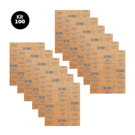 Kit 100 Lixas para Massa Grão 120 Folha 225X275mm A 257 NORTON-521a2d7c-82ac-4a53-a7f6-1193905bac96