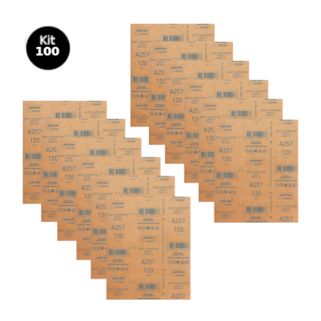 Kit 100 Lixas para Massa Grão 120 Folha 225X275mm A 257 NORTON-105eb188-4fa1-43f8-a759-608449169d98