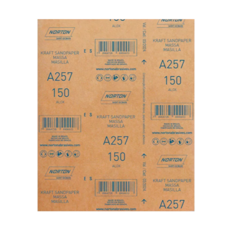 Kit 100 Lixas para Massa Grão 150 Folha 225X275mm A 257 NORTON-40af8cea-586d-46bc-bd10-43da2b0abead