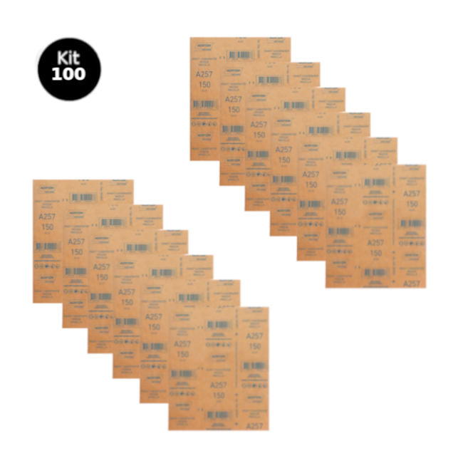 Kit 100 Lixas para Massa Grão 150 Folha 225X275mm A 257 NORTON-c4fde2f9-0ff5-4874-9bf7-9c71d0f54452