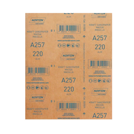 Kit 100 Lixas para Massa Grão 220 Folha 225X275mm A 257 NORTON-2676e688-e0e9-4d79-9911-1623078f74bf