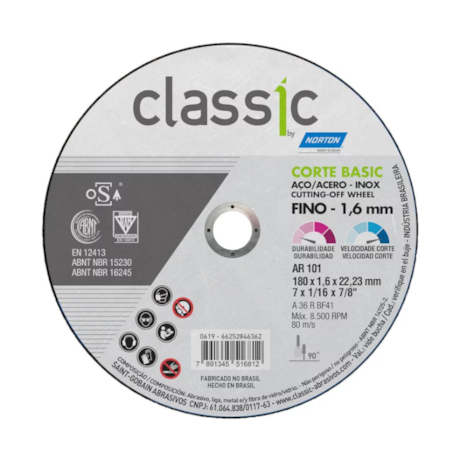 Kit 20 Discos de Corte para Aço Carbono e Inox 7