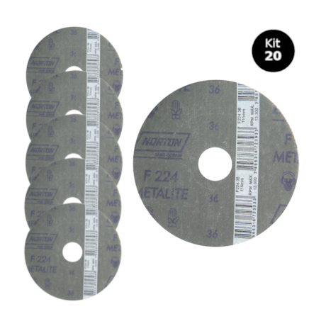Kit 20 Discos de Lixa para Aço 4.1/2