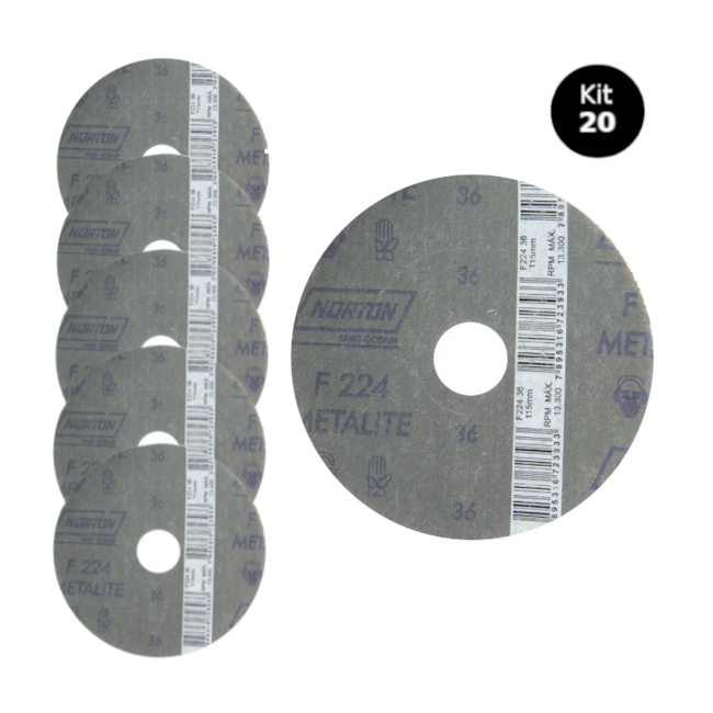 Kit 20 Discos de Lixa para Aço 4.1/2