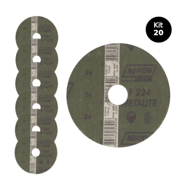 Kit 20 Discos de Lixa para Aço 4.1/2
