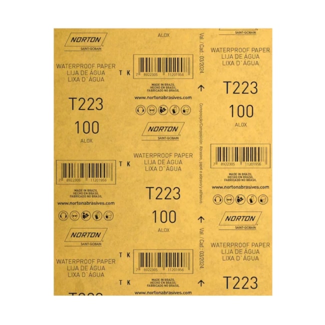 Kit 25 Lixas D'Água Grão 100 Folha 225X275mm T 223 NORTON-84b3b9e6-bdce-4c07-ac67-c906a026c323