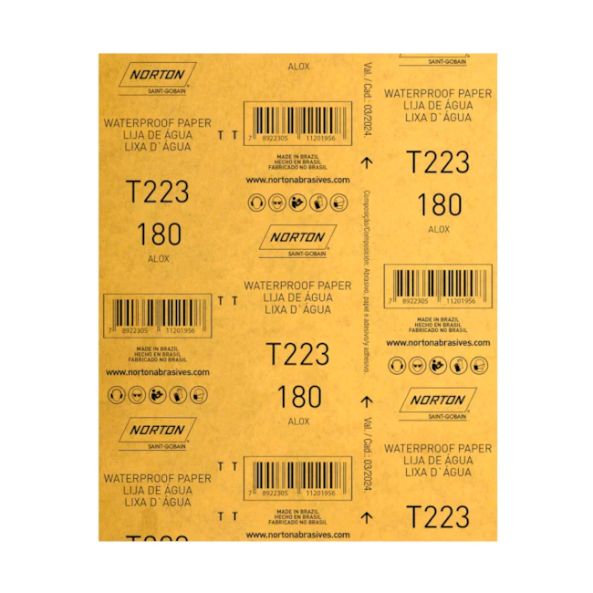 Kit 25 Lixas D'Água Grão 180 Folha 225X275 T 223 NORTON-4337376b-c388-48d9-8d43-9f7f18a14f1f