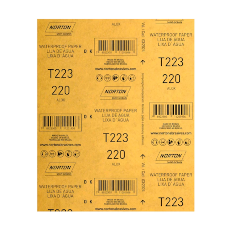 Kit 25 Lixas D'Água Grão 220 Folhas 225X275mm T 223 NORTON