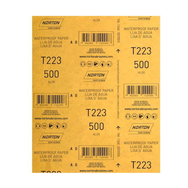 Kit 25 Lixas D'Água Grão 500 Folha 225X275mm T 223 NORTON-66de2f28-d6a7-4938-be47-c3b2ce4a9224
