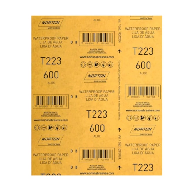 Kit 25 Lixas D'Água Grão 600 Folha 225X275mm T 223 NORTON-2270f625-1453-4603-9e01-9cebea8b7d27
