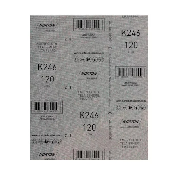 Kit 25 Lixas para Ferro Grão 120 Folha 225X275mm K 246 NORTON-69555e7f-860c-4159-9cf9-7e4324e091ac