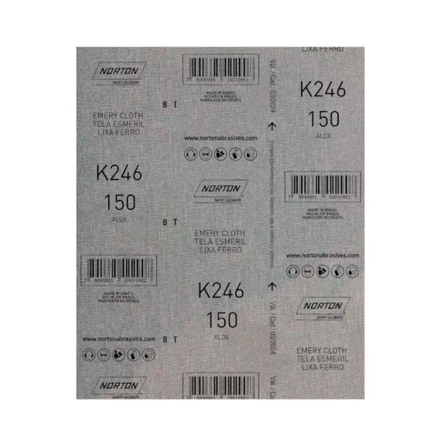 Kit 25 Lixas para Ferro Grão 150 Folha 225X275mm K 246 NORTON-cda1e7c1-4598-4de4-9c0a-934eec4464f7