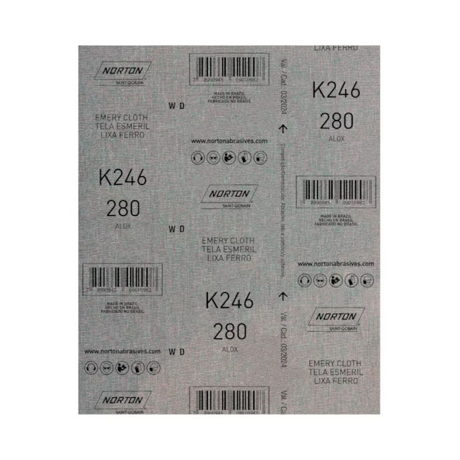 Kit 25 Lixas para Ferro Grão 280 Folha 225X275mm K 246 NORTON-a2b66791-5add-4bba-86fb-561f8fb3fcaf