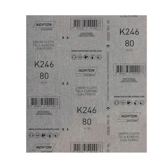 Kit 25 Lixas para Ferro Grão 80 Folha 225X275mm K 246 NORTON-1704636d-8c4e-48b4-9988-2962d428b04d