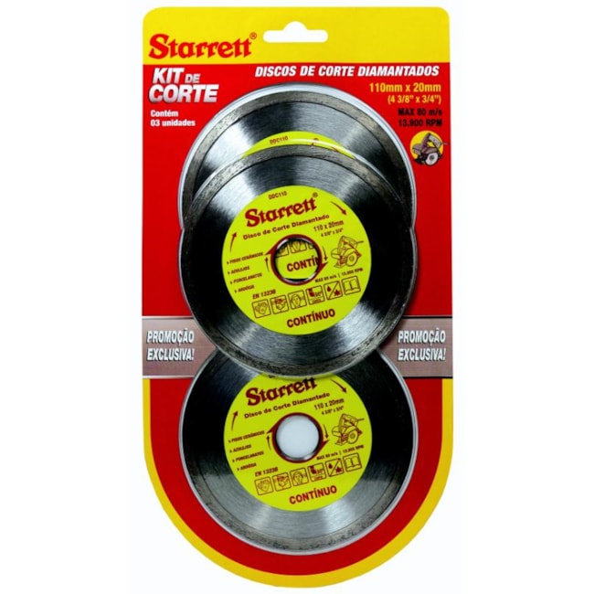 Kit 3 Discos Diamantado 110x20mm KDDC110-3 STARRETT-2440321a-5e7f-4a46-b8f0-3c4b81981334