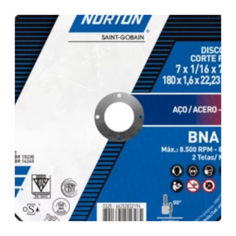 Kit 5 Discos de Corte Inox 7'' X 1.6mm 7/8'' BNA12 UPGRADE NORTON-5c0f259e-650b-45c5-bdef-2f6f05d45b71