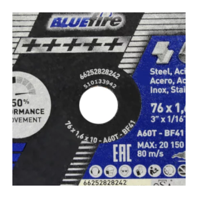 Kit 5 Discos de Corte para Aço inox 3'' x 1.6mm X 10mm BLUE FIRE NORTON-60a70cfc-f20f-4fca-a74e-fd5cc14b8029