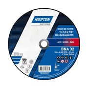 Kit 5 Discos de Corte para Aço Inox 9" 3,0mm 7/8" BNA 32 NORTON